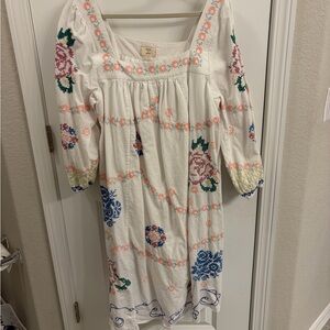Sezane Floral Embroidered White Dress